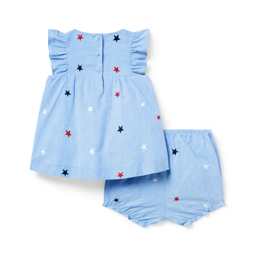 Baby Embroidered Stars Matching Set, blue
