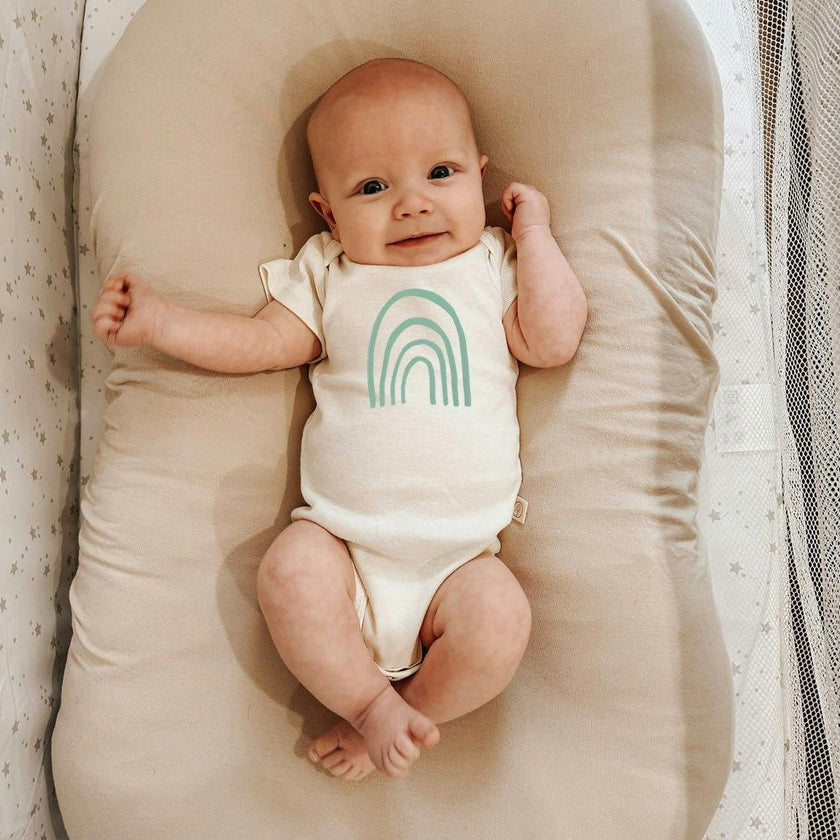Rainbow Seafoam Organic Cotton Baby Bodysuit Short Sleeve