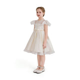 Ivory Riverelle Lace-Trim Puff Sleeve Dress