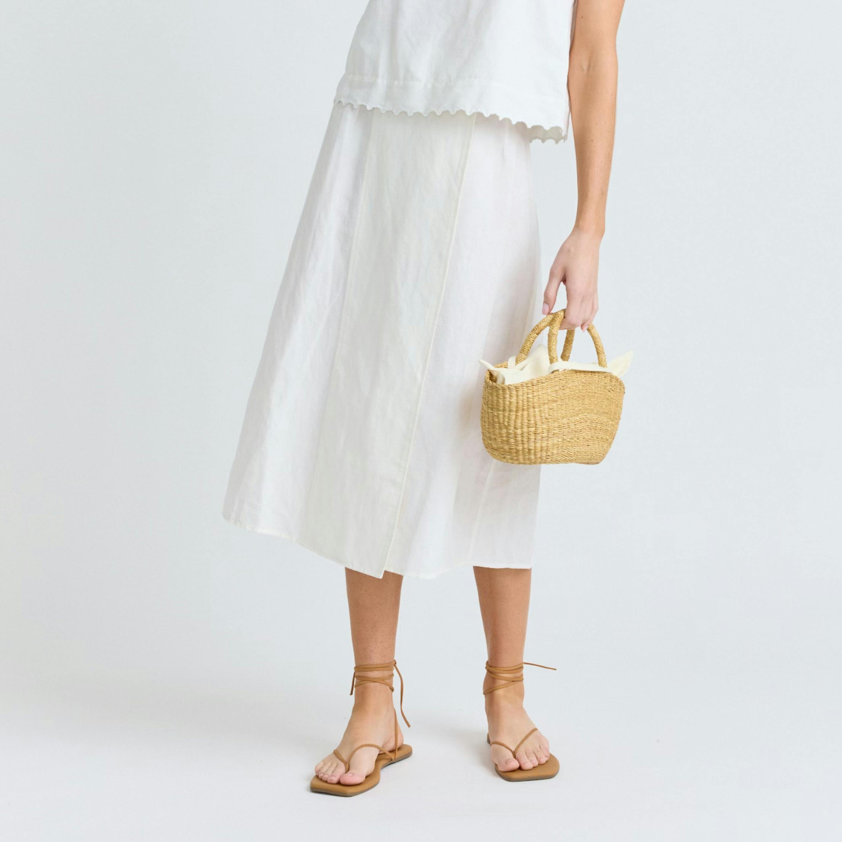 women's white linen wrap skirt