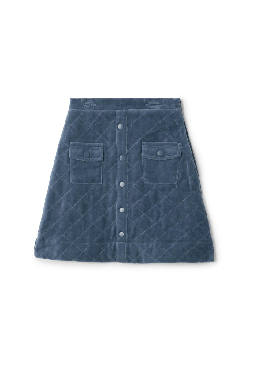 Velour Quilted Snap Front Skirt