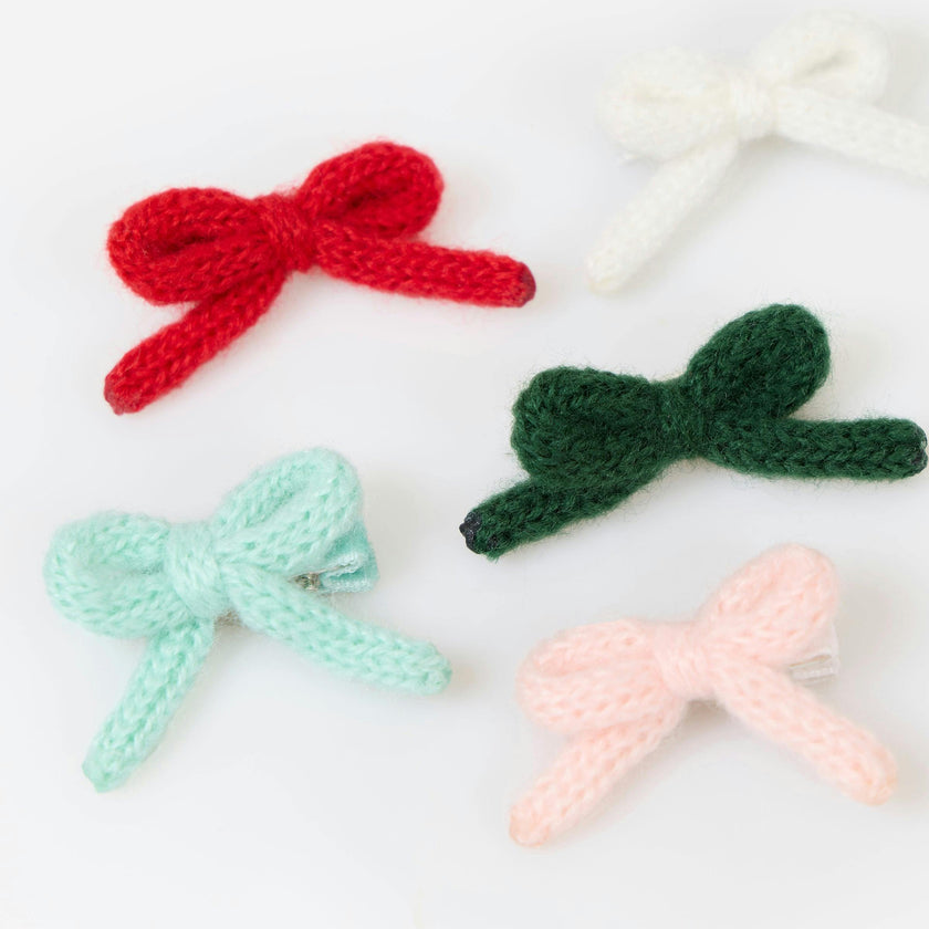 Knitted Bow Hair Clips