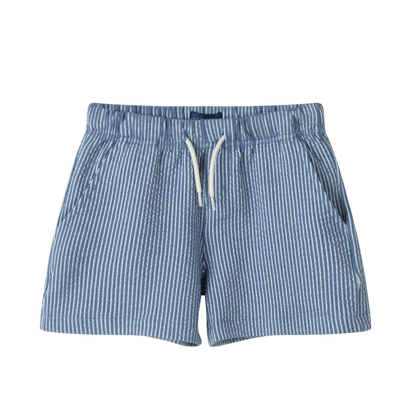 Boys Stretch Seersucker Shorts | Navy Stripe