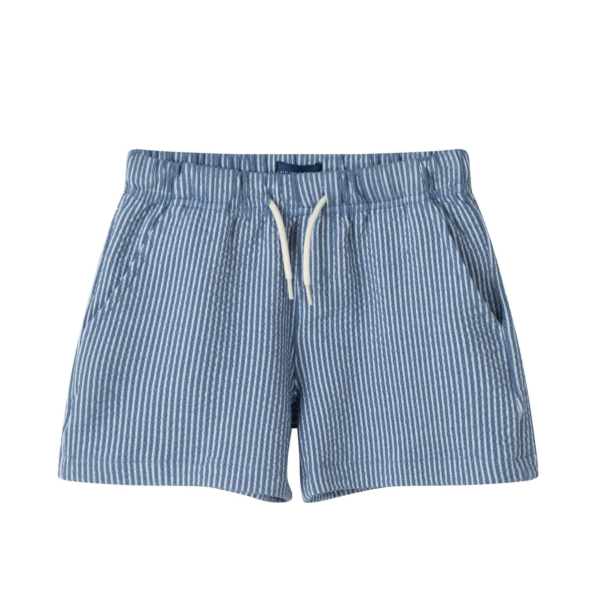 Boys Stretch Seersucker Shorts | Navy Stripe