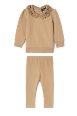 Collared Crochet Button Front Pants and Top Two Piece Set