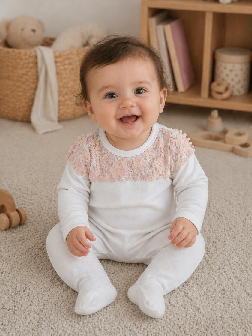 Lace Yoke Footie