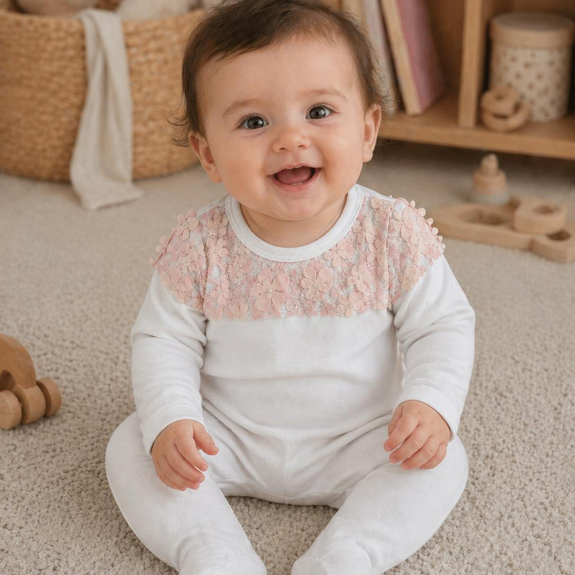 Lace Yoke Footie
