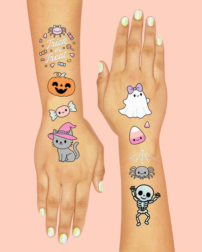 Pink Halloween Kawaii Tattoos - 50 temporary tattoos
