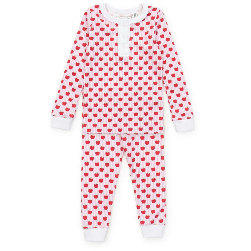 Alden Girls' Pima Cotton Pajama Pant Set - Schoolhouse Apples Pink