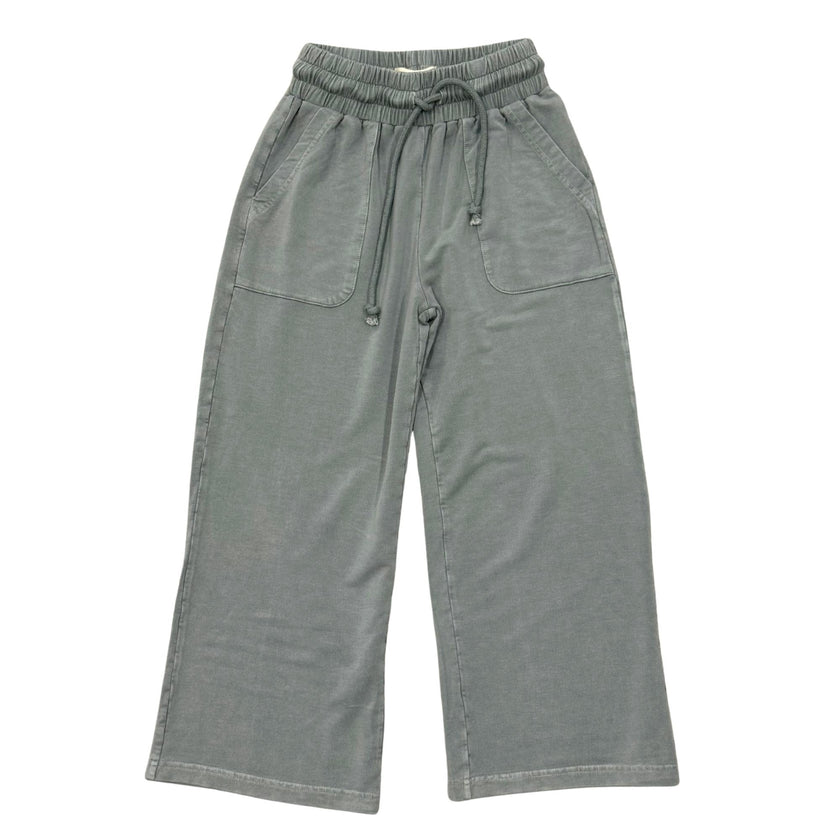 Girls Acid Wash Comfy Pant in Shadow Green