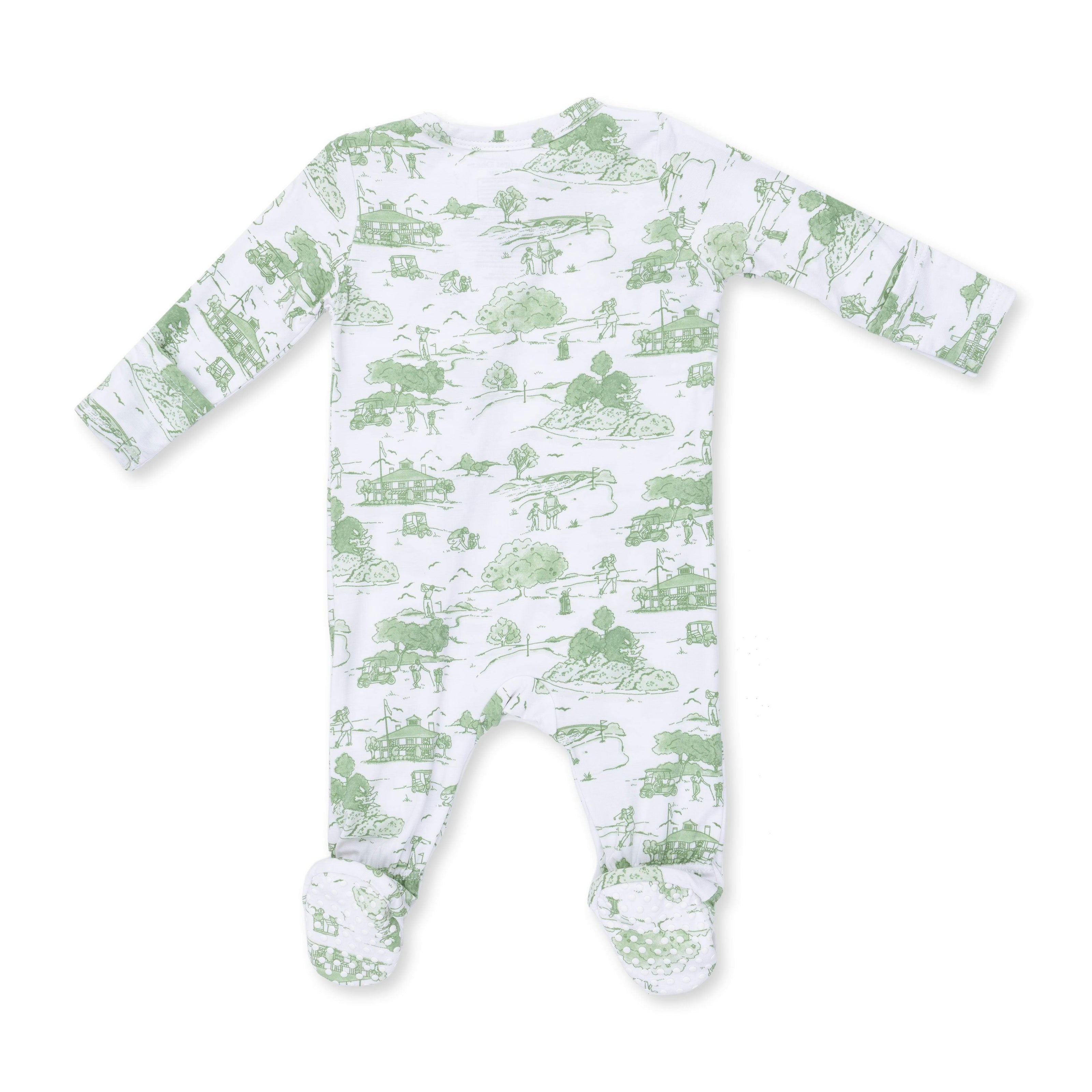 Golf Toile Green - 2 Way Zipper Footie