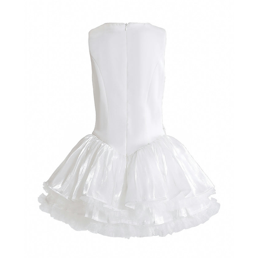 White Soraya Floral Tulle Dress