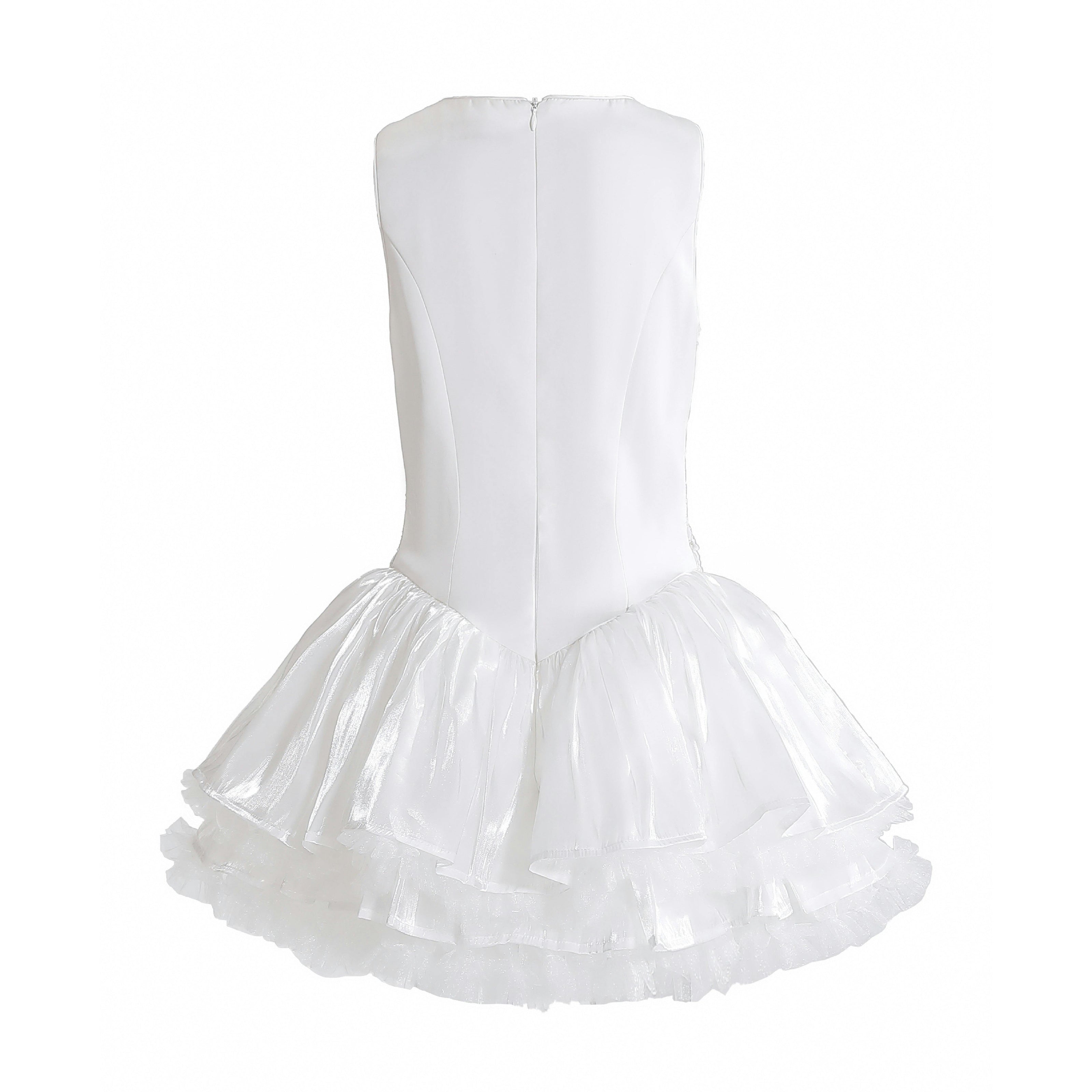White Soraya Floral Tulle Dress