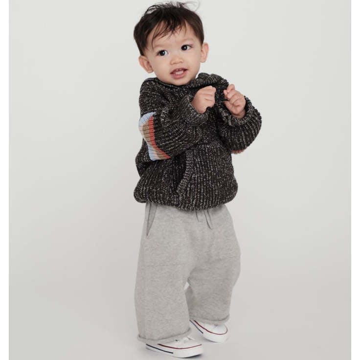 Chunky Ribbed Knit Long Sleeve Front Pocket Boxy Fit Hooded Sweater