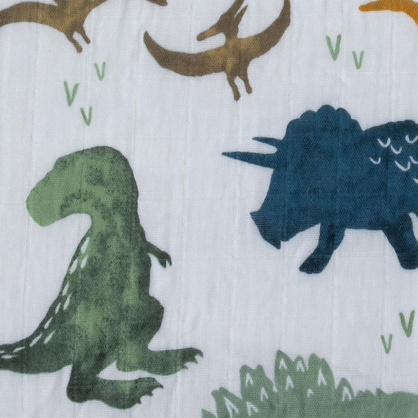 Cotton Muslin Crib Sheet - Dino Friends