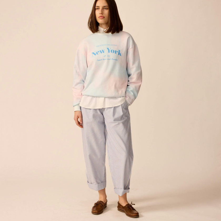 Adult Friday Pant in Oxford Blue Stripe