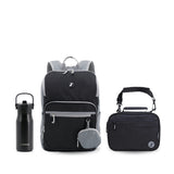 Junior Backpack with Lunch Box and 14oz Water Bottle For School in Black
