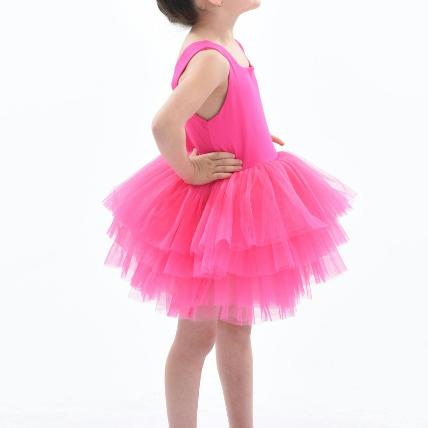 Pink Rouge Solid Tutu Dress