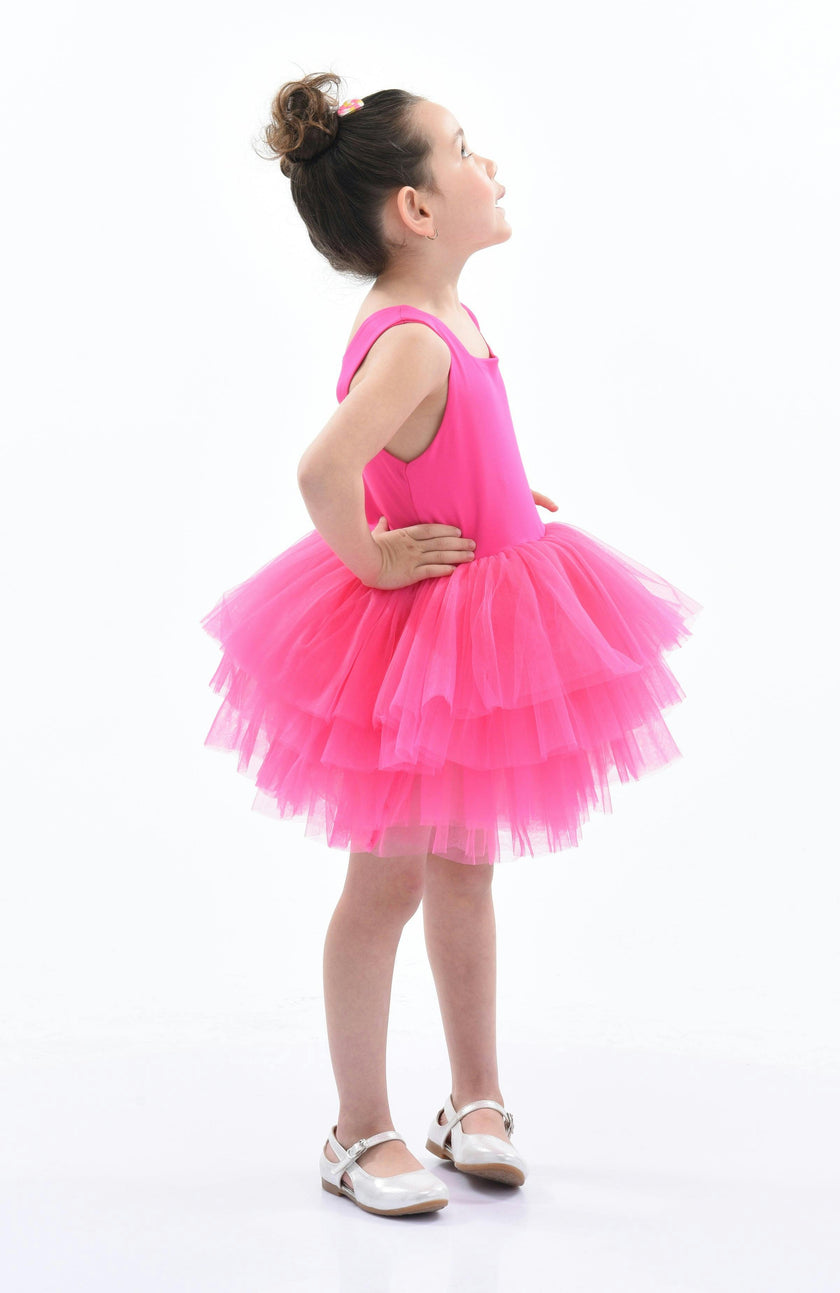 Pink Rouge Solid Tutu Dress