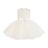 Cream Ariette Pearl Bow Tulle Dress