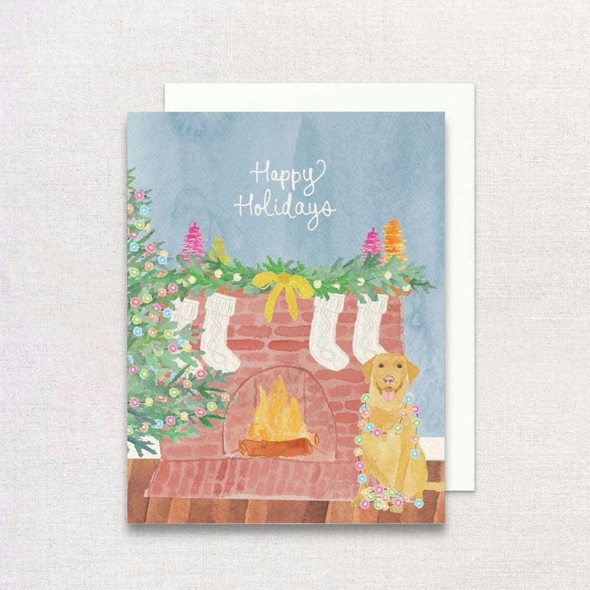 Festive Yellow Lab Greeting Card