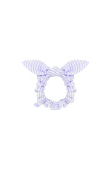 Seersucker Bow Scrunchie in Lavender/White