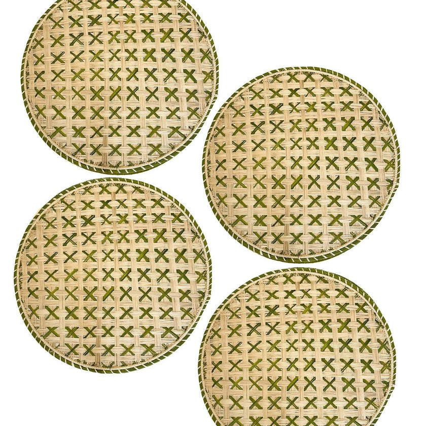 Set of 4 Handwoven Verde Trellis Charger