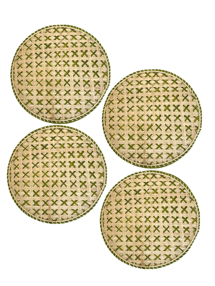 Set of 4 Handwoven Verde Trellis Charger