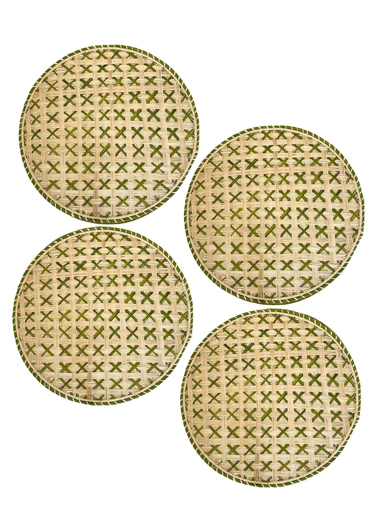 Set of 4 Handwoven Verde Trellis Charger