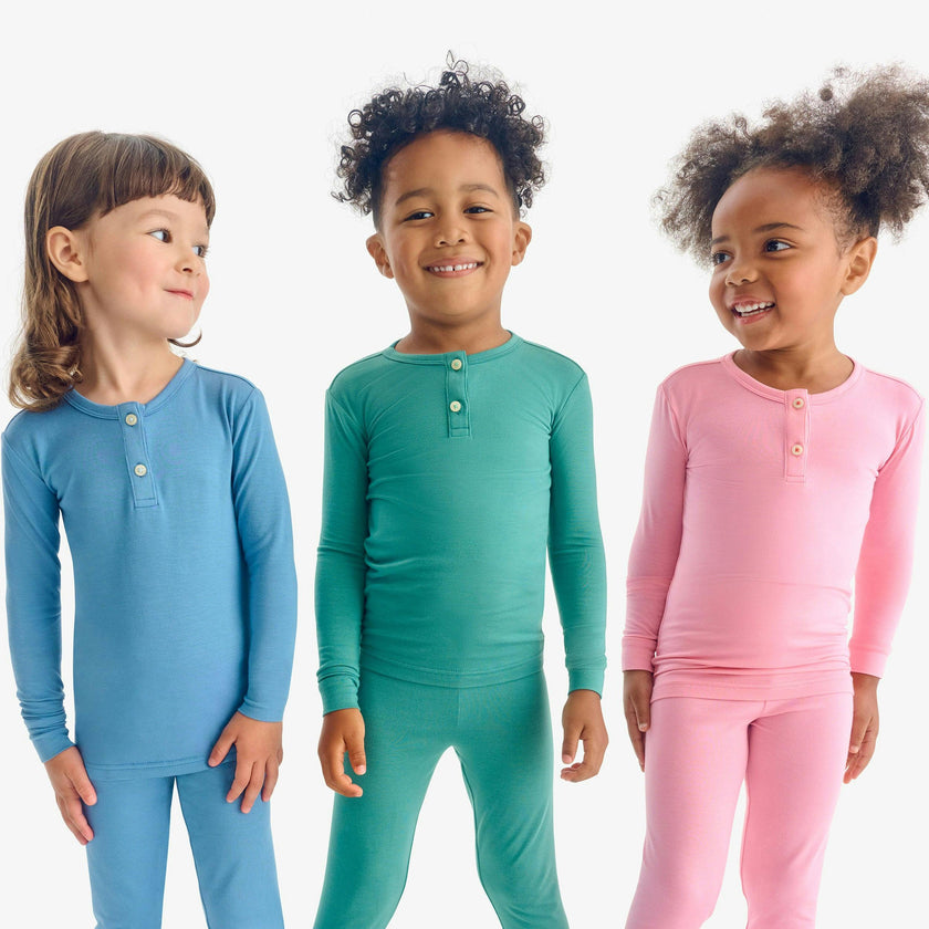 Kids stretch modal long sleeve henley PJ top