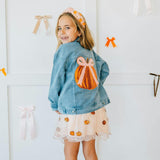 Coquette Pumpkin Sequin Patch Denim Jacket