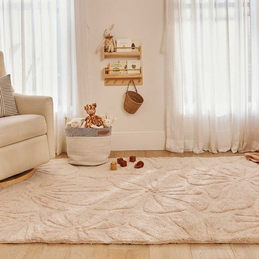 Floral Field Washable Wool Area Rug