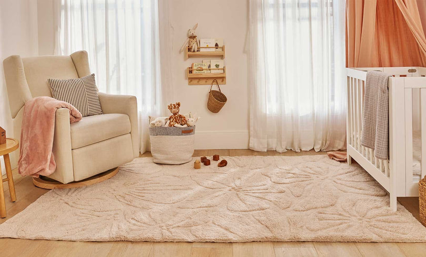 Floral Field Washable Wool Area Rug