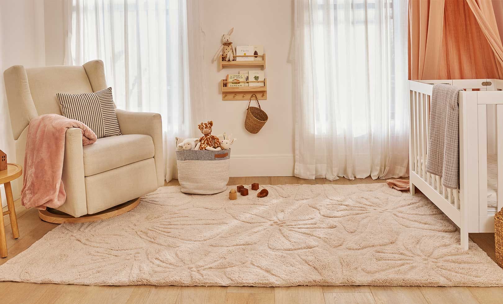 Floral Field Washable Wool Area Rug