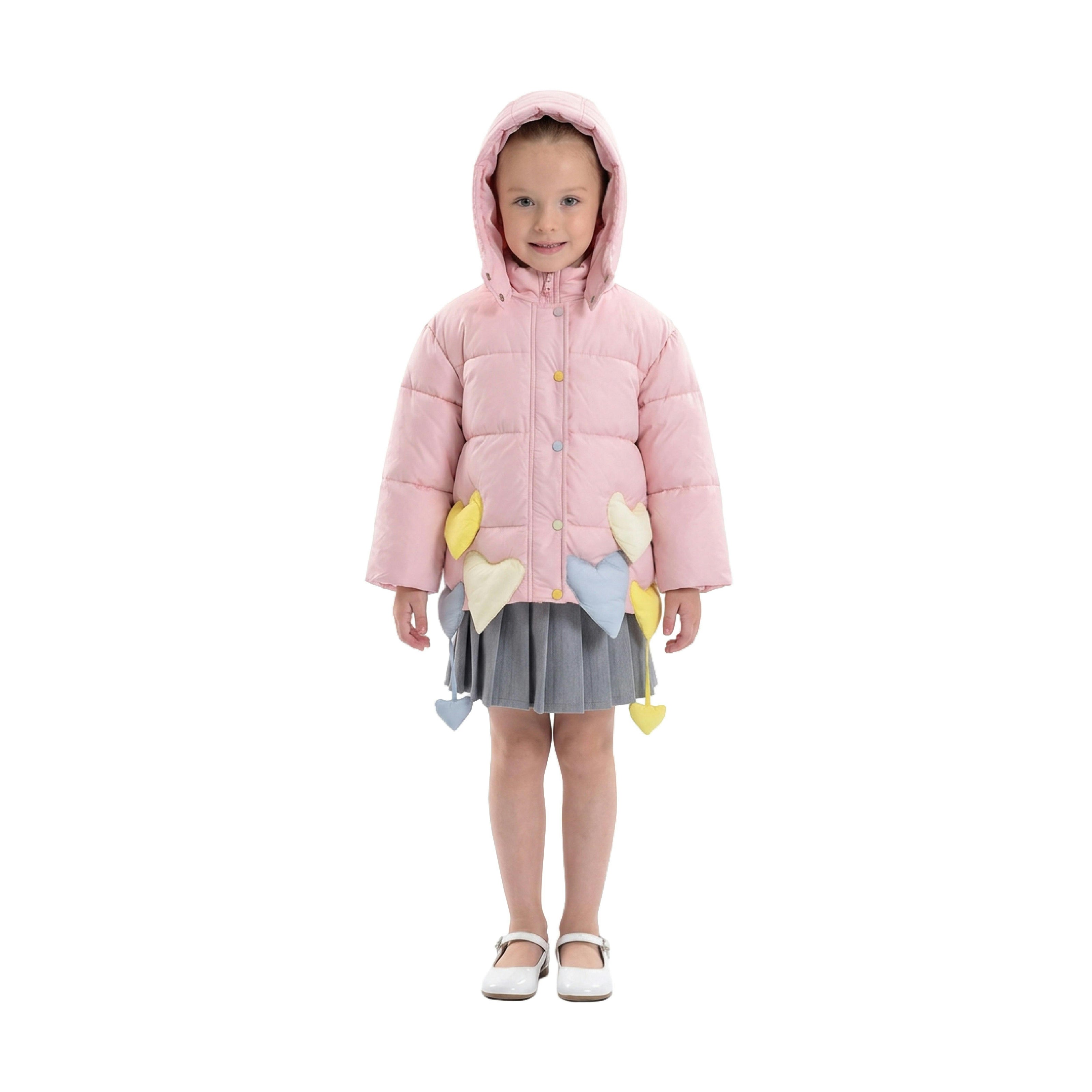 Pink Heart Charm Puffer Jacket