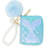 Mermaid Tail  Wallet with Pom-Pom & Pearl Strap
