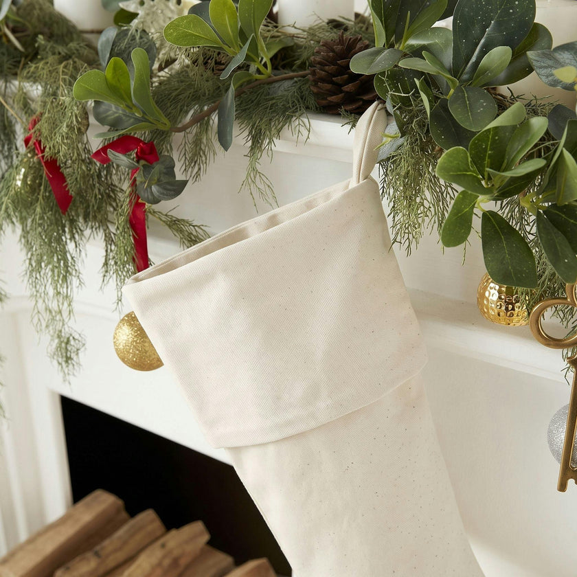 Classic Cream Velvet Handmade Christmas Stocking- 20"