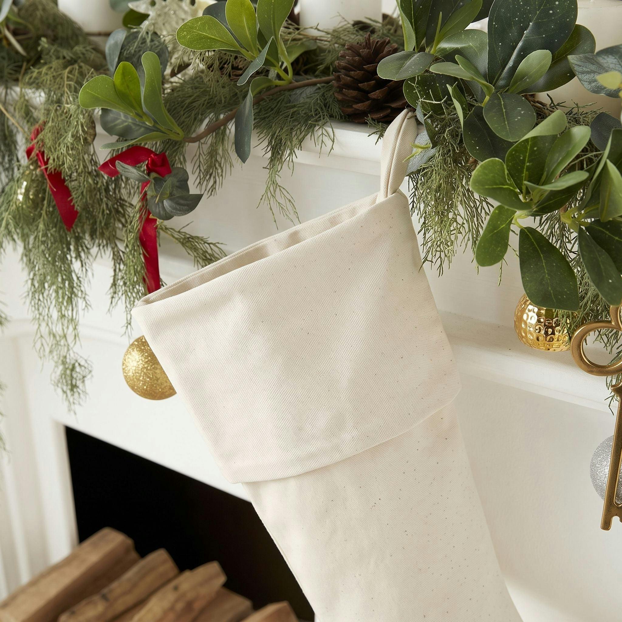 Classic Cream Velvet Handmade Christmas Stocking- 20