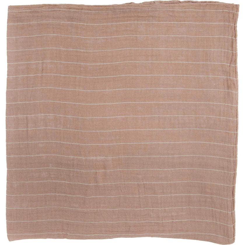 Cotton Muslin Swaddle Blanket - Mauve Stripe