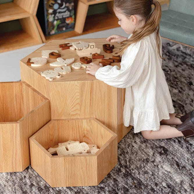 Hexagon Nesting Tables (Set of 3) | Solid European Oak
