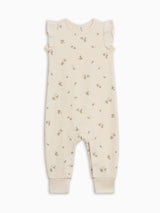 Maci Waffle Ruffle Tank Romper - Sylva Floral / Fog + Fern
