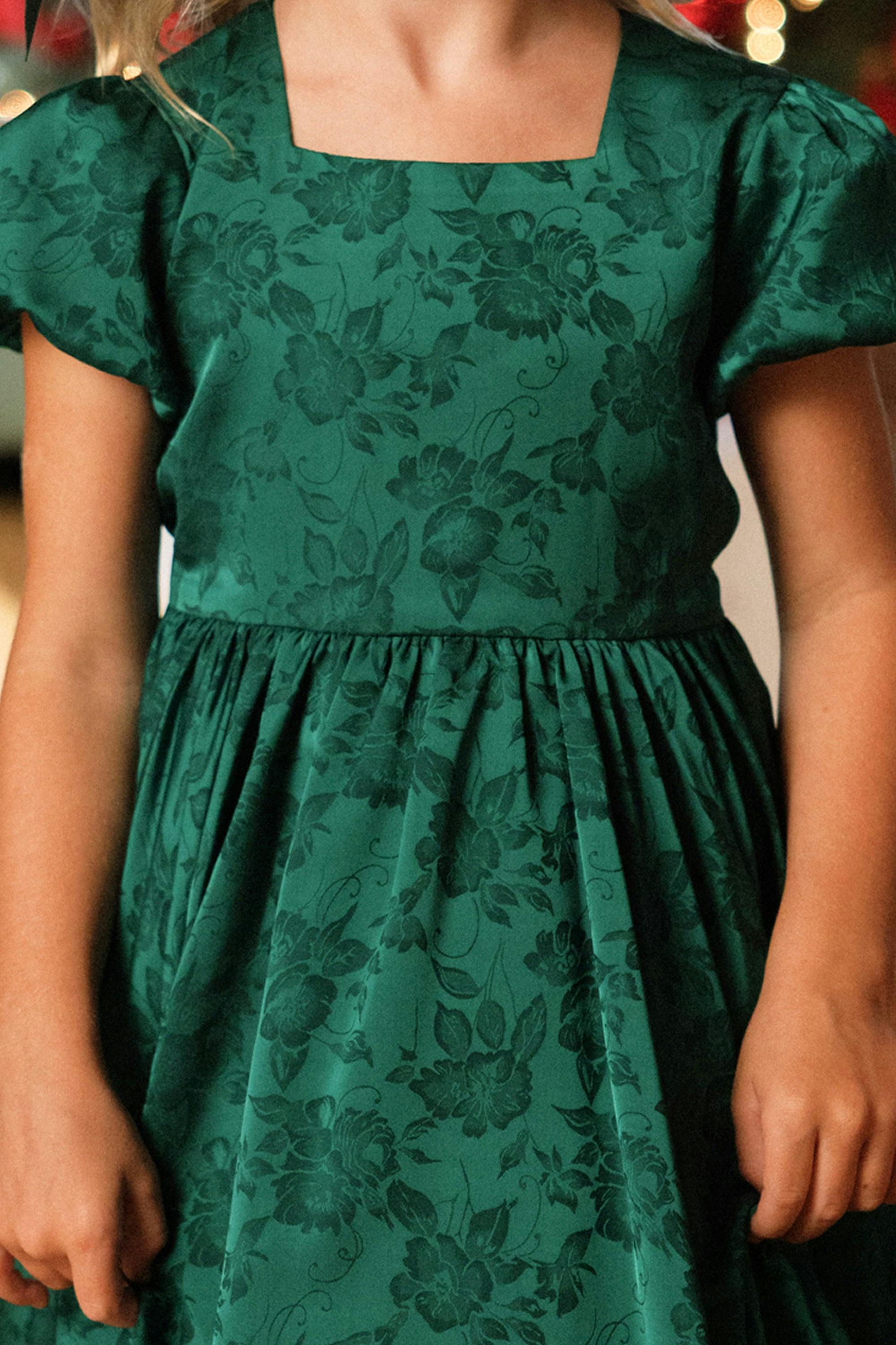Mini Cupcake Dress in Emerald Satin