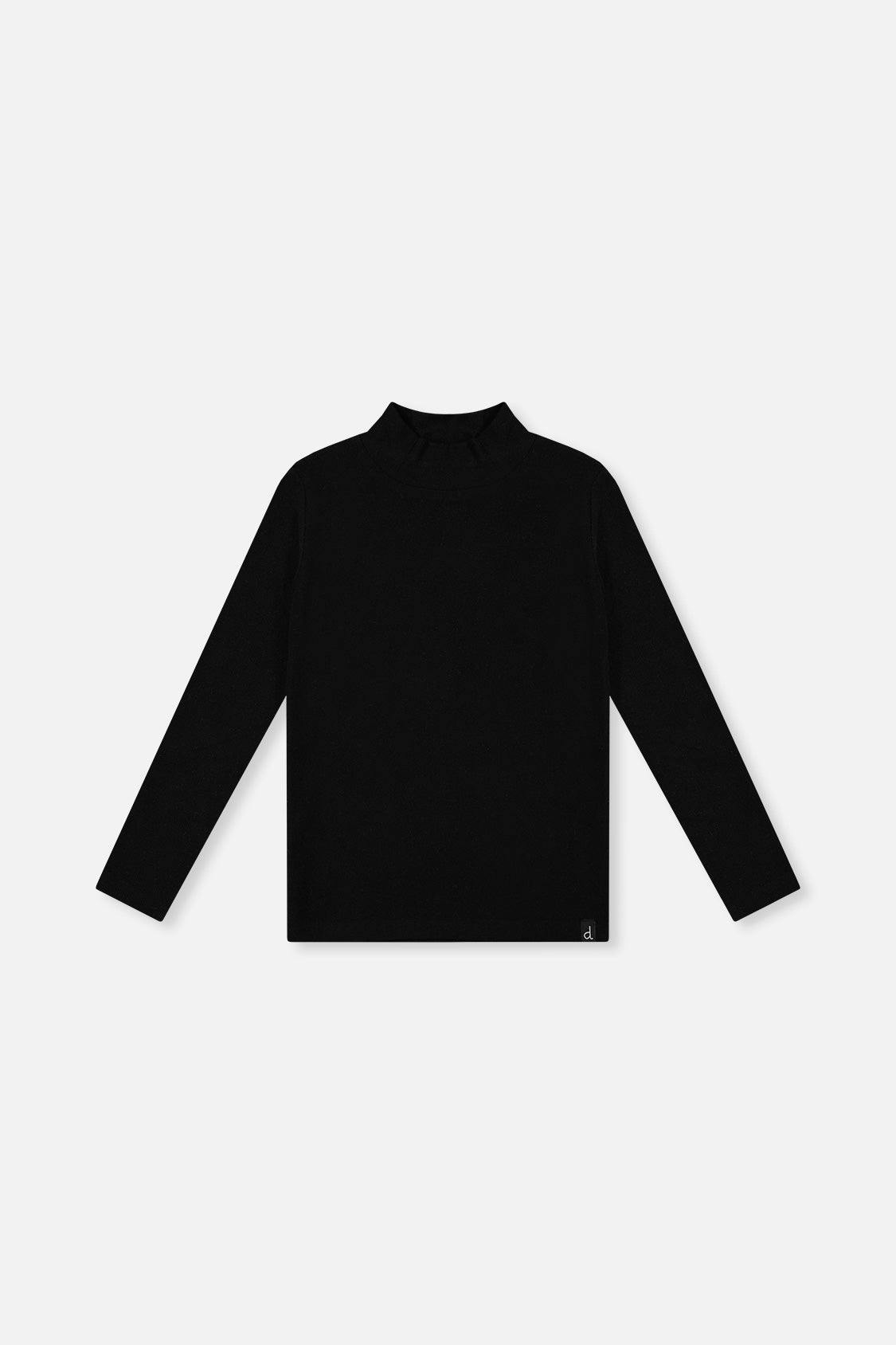 Brushed Rib Mock Neck Top Black