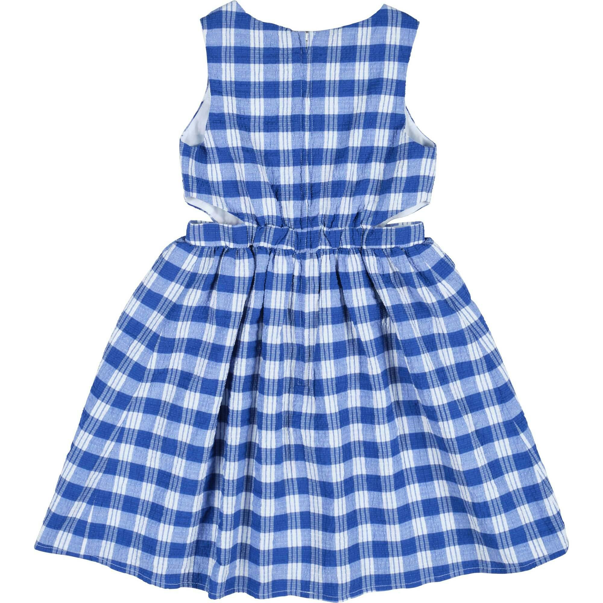 Plaid Seersucker Dress w/ Side Cut-Out