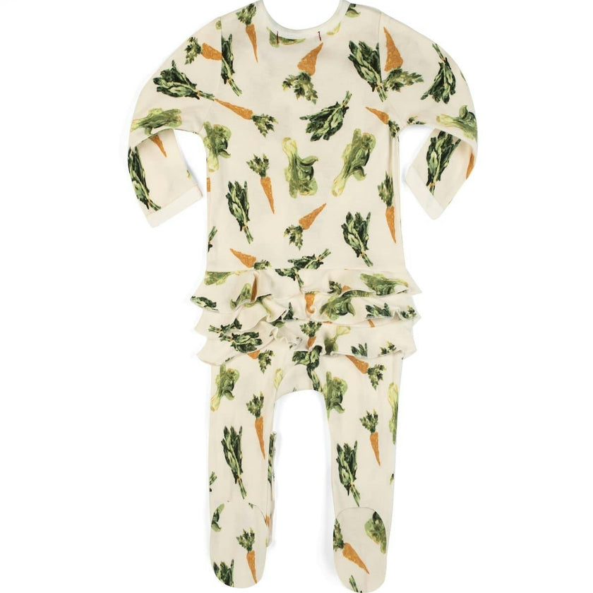 Fresh Veggies Organic Cotton Ruffle Zipper Footed Romper