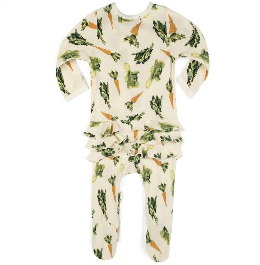 Fresh Veggies Organic Cotton Ruffle Zipper Footed Romper