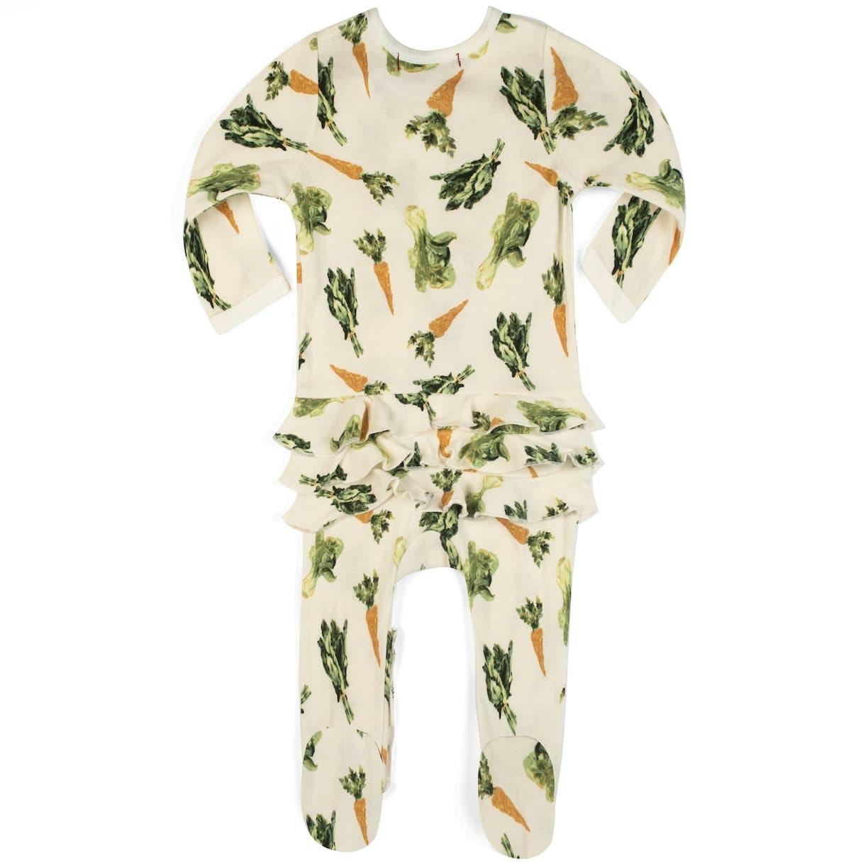 Fresh Veggies Organic Cotton Ruffle Zipper Footed Romper