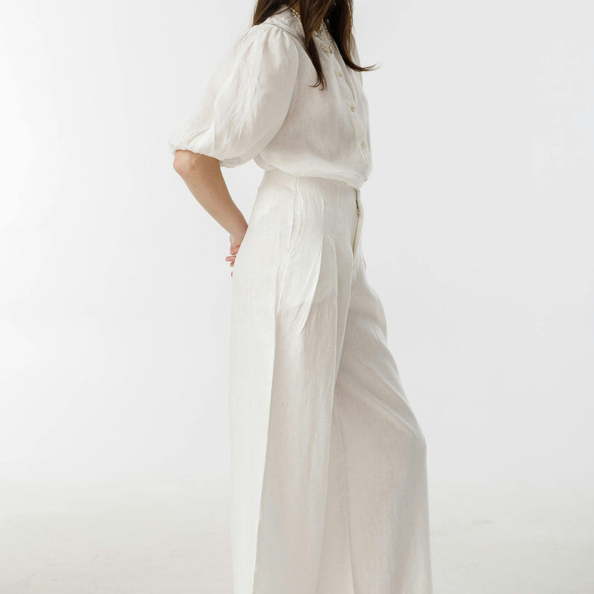 Culotte Linen Pants - Off White