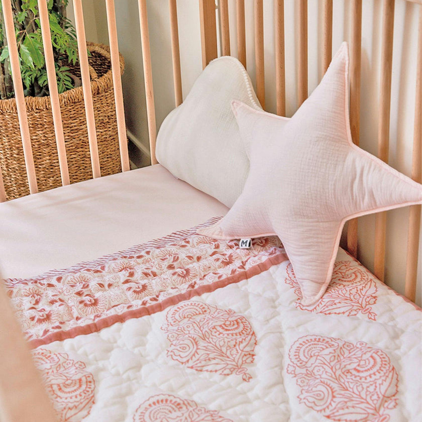 Block-Printed Cotton Crib Quilt