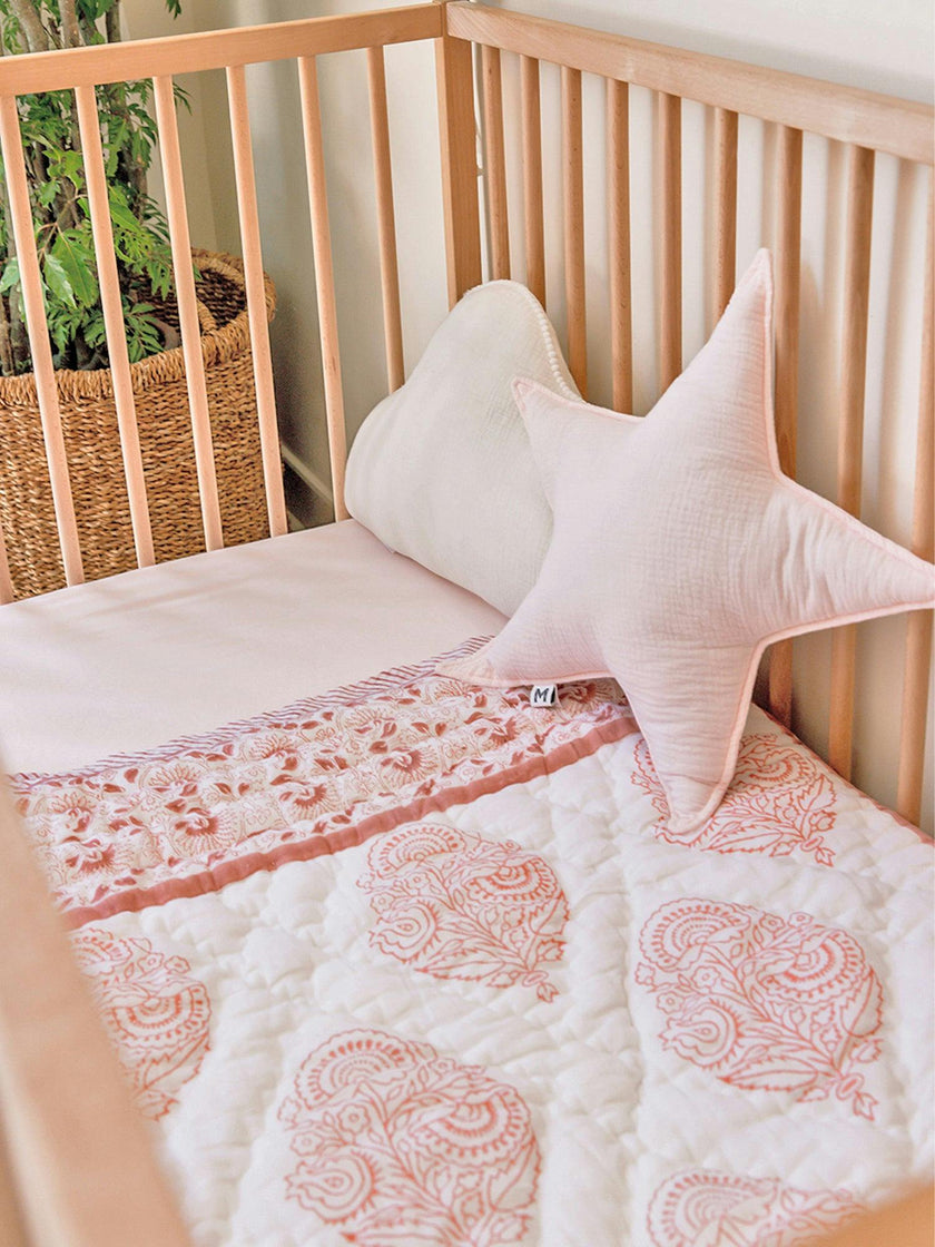 Block-Printed Cotton Crib Quilt